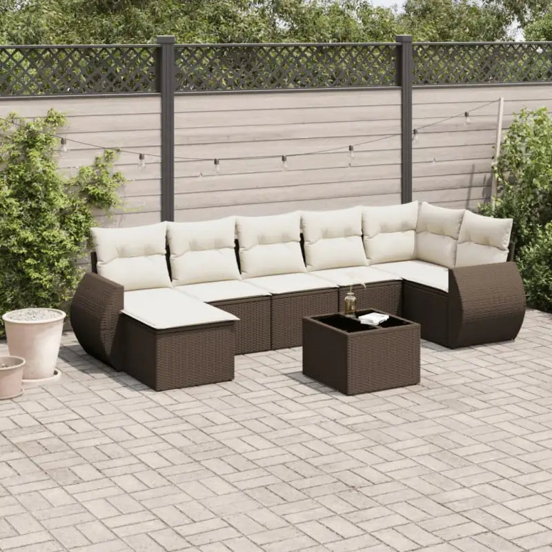 Modulaire tuinbank van gepoedercoat staal met beige materiaal - Bruin / 1 / Met tafel - Modulaire tuinbanken