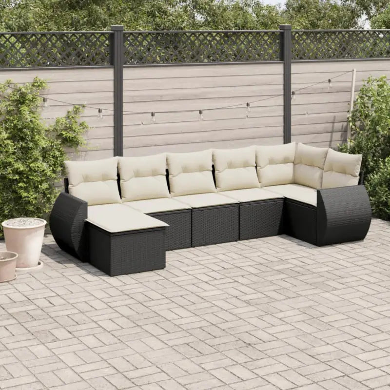 Modulaire tuinbank van gepoedercoat staal met beige materiaal - Zwart en crème / 1 / Zonder tafel - Modulaire tuinbanken