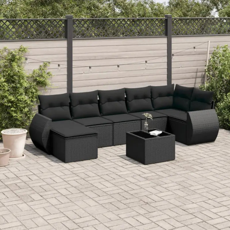 Modulaire tuinbank van gepoedercoat staal met beige materiaal - Zwart / 1 / Met tafel - Modulaire tuinbanken