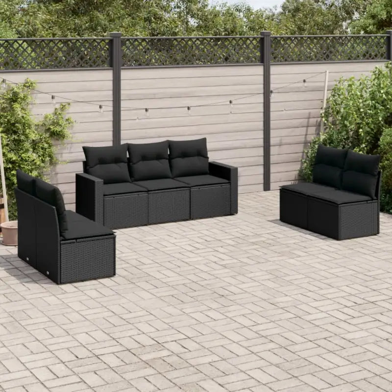 Modulaire tuinbank van gepoedercoat staal met poly rattan en waterdichte tas - Zwart / 1 / Zonder tafel - Modulaire