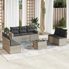 Modulaire tuinbank van gepoedercoat staal met poly rattan en waterdichte tas - Lichtgrijs / 1 / Met tafel - Modulaire