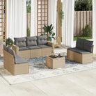 Modulaire tuinbank van gepoedercoat staal met poly rattan en waterdichte tas - Beige en grijs / 1 / Met tafel