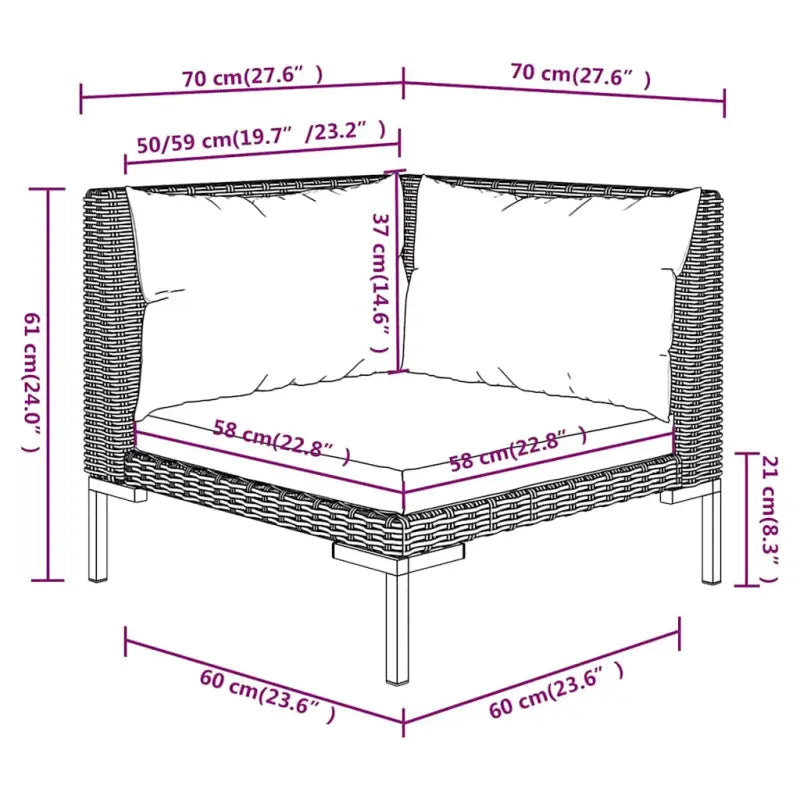 Modulaire tuinbank van halfrond poly rattan voor trendy buitenruimte - Modulaire tuinbanken