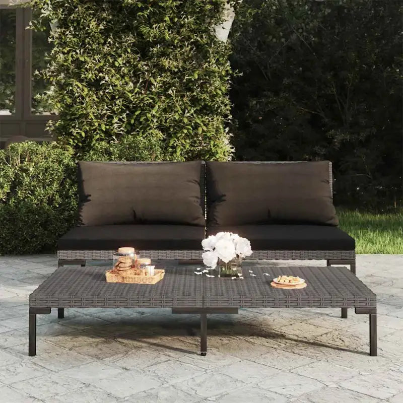 Modulaire tuinbank van halfrond poly rattan voor trendy buitenruimte - 1 / Middenbank (2 st) - Modulaire tuinbanken