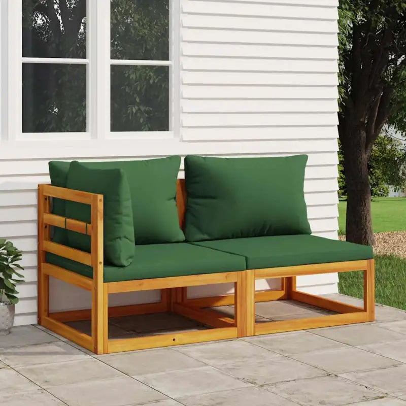 Modulaire tuinbank van massief acaciahout met comfortabele vulling - Groen / 1 / hoek + midden - Modulaire tuinbanken