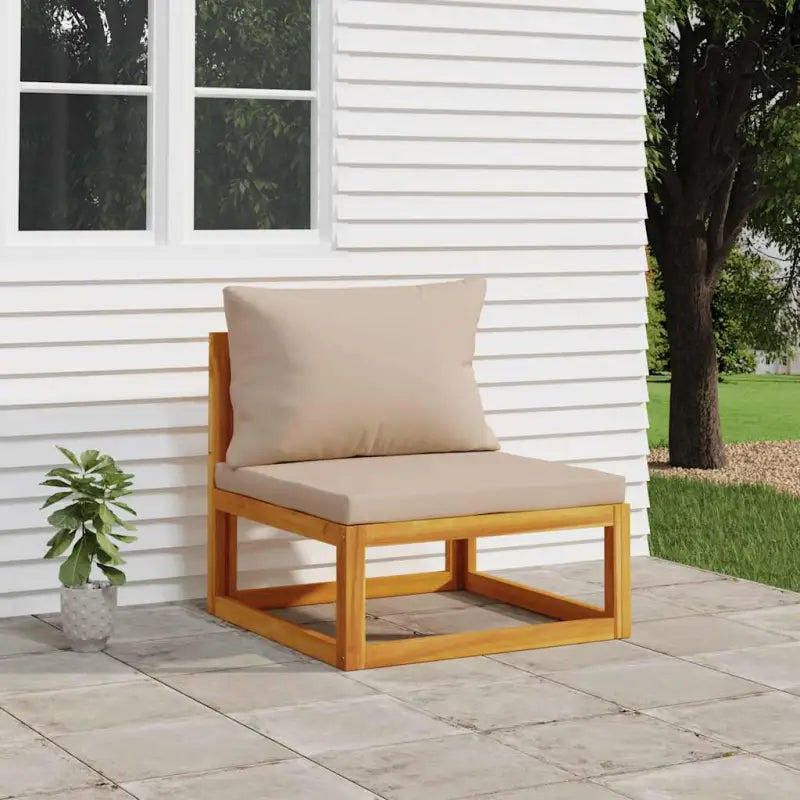 Modulaire tuinbank van massief acaciahout met comfortabele vulling - Taupe / 1 / Middenbank - Modulaire tuinbanken