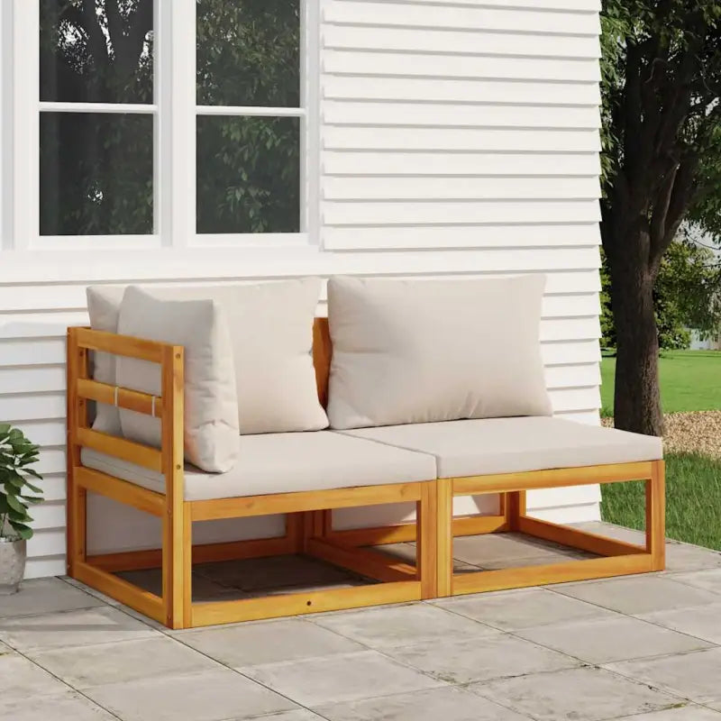 Modulaire tuinbank van massief acaciahout met comfortabele vulling - Lichtgrijs / 1 / hoek + midden - Modulaire