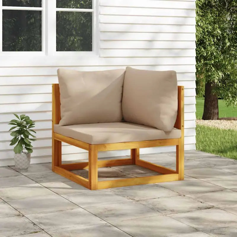 Modulaire tuinbank van massief acaciahout met comfortabele vulling - Taupe / 1 / Hoekbank - Modulaire tuinbanken