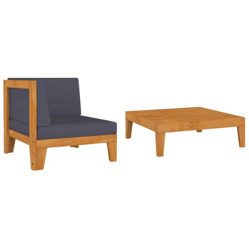 Modulaire tuinbank van massief acaciahout met rustieke charme - Donkergrijs / 1 / hoek + Tafel - Modulaire tuinbanken