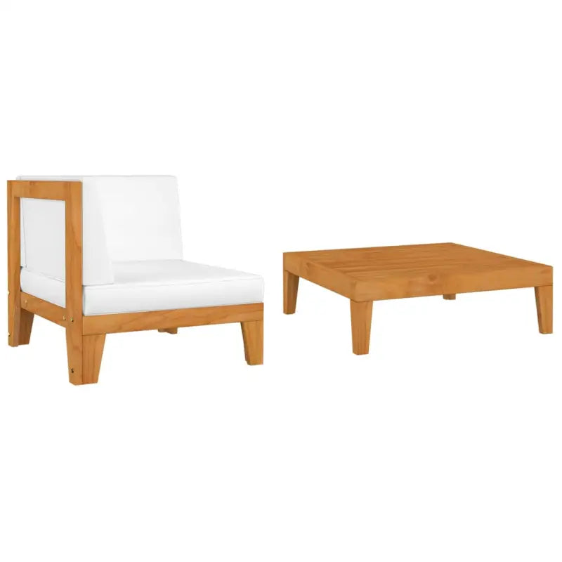 Modulaire tuinbank van massief acaciahout met rustieke charme - Crème / 1 / hoek + Tafel - Modulaire tuinbanken