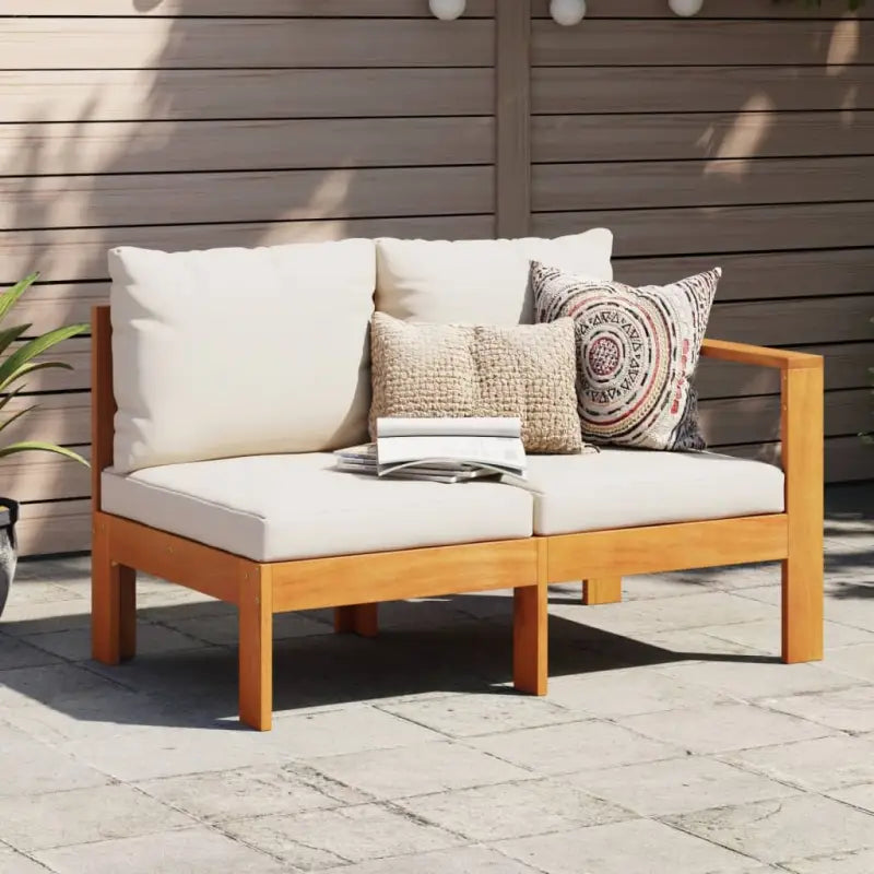Modulaire tuinbank van massief acaciahout met wasbare hoes en eenvoudig schoon te maken - Crème / 1 / Bank - Modulaire
