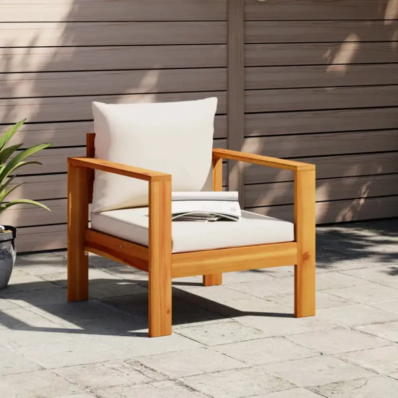 Modulaire tuinbank van massief acaciahout met wasbare hoes en eenvoudig schoon te maken - Crème / 1 / Fauteuil