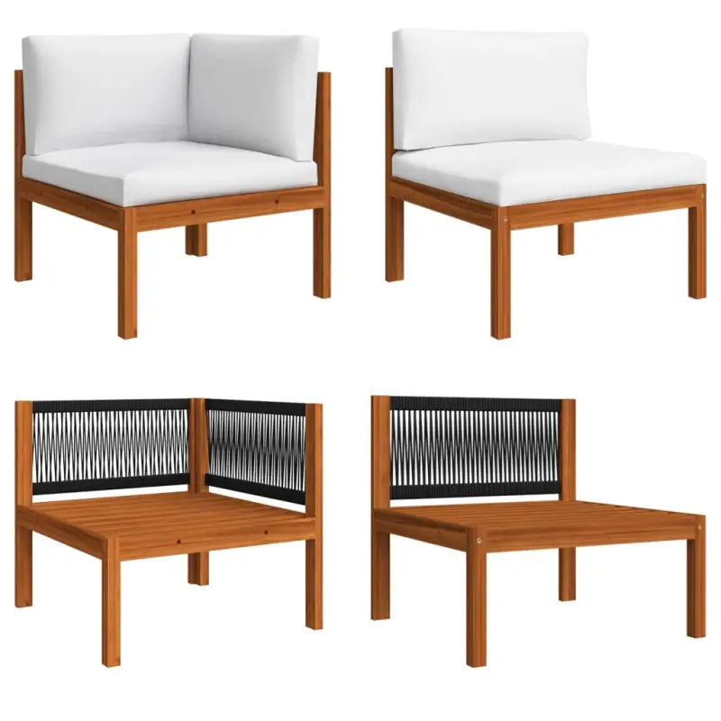Modulaire tuinbank van massief acaciahout voor stijl en comfort - 1 / Middenbank + hoekbank - Modulaire tuinbanken