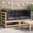 Modulaire tuinbank van massief douglashout met kussens voor je tuin - Naturel en antraciet / 1 / Hoekbank (2 st)