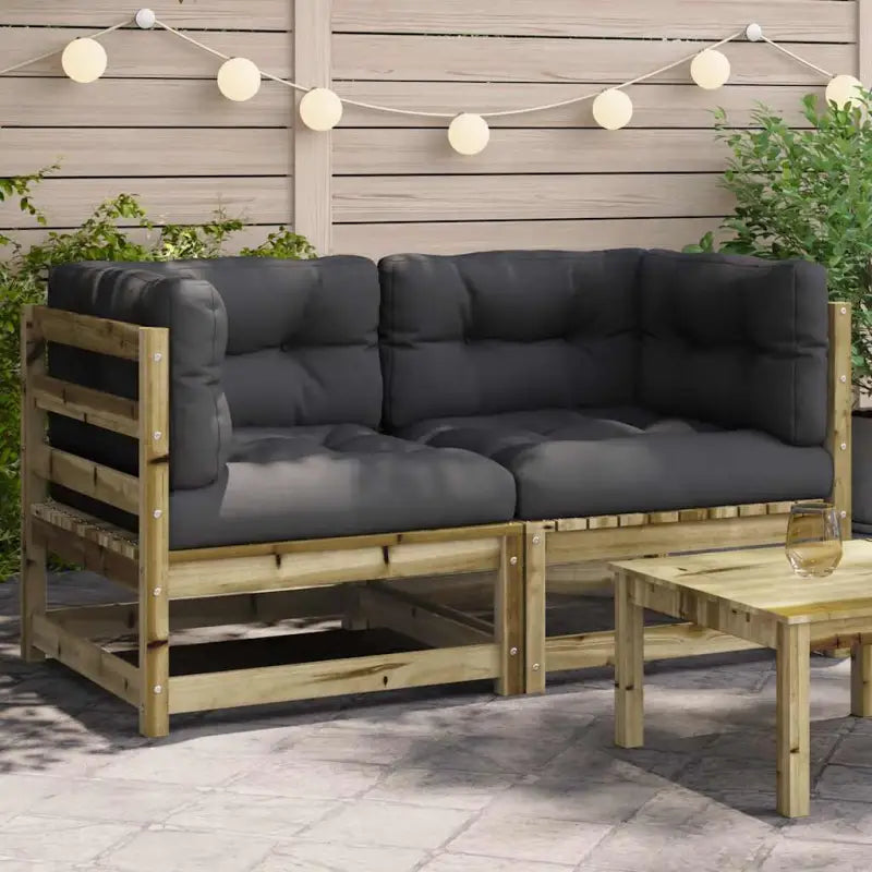 Modulaire tuinbank van massief douglashout met kussens voor je tuin - Naturel geïmpregneerd / 1 / Hoekbank (2 st)