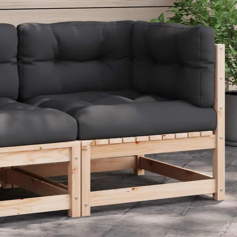 Modulaire tuinbank van massief douglashout met kussens voor je tuin - Naturel en antraciet / 1 / Hoekbank - Modulaire