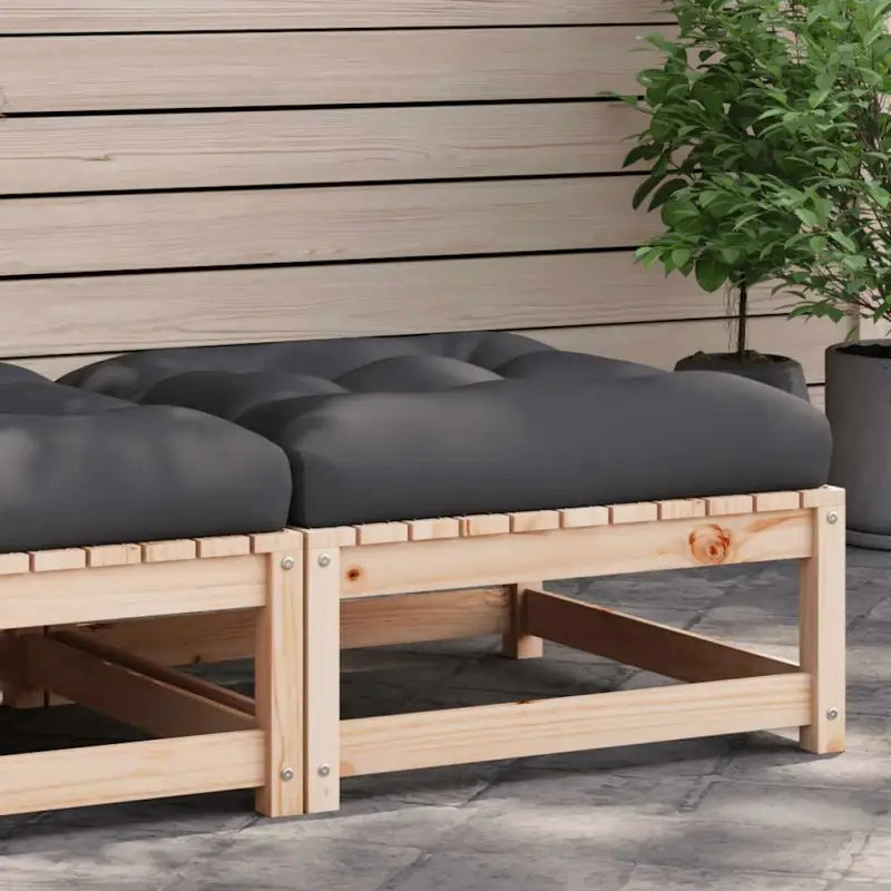 Modulaire tuinbank van massief douglashout met kussens voor je tuin - Naturel en antraciet / 1 / voetensteun