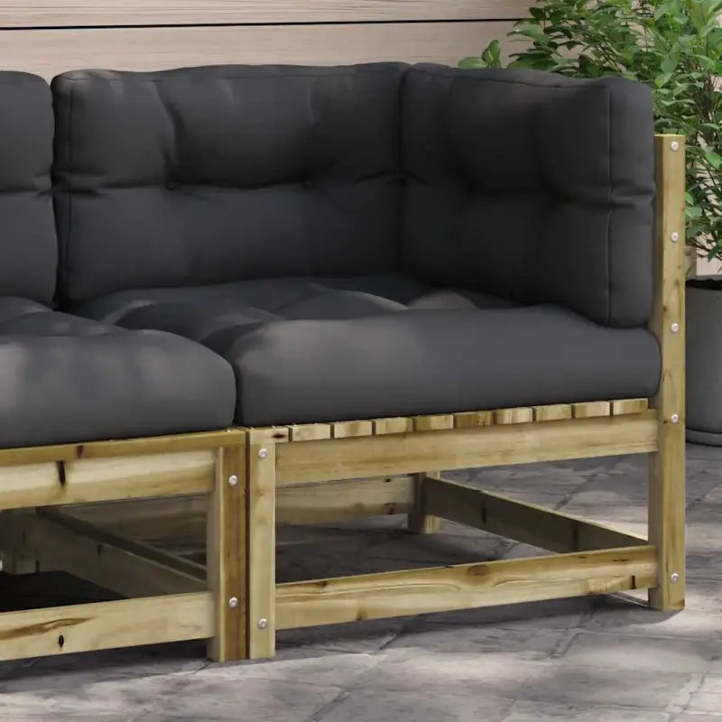 Modulaire tuinbank van massief douglashout met kussens voor je tuin - Naturel geïmpregneerd / 1 / Hoekbank - Modulaire