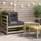Modulaire tuinbank van massief douglashout met kussens voor terras - Naturel geïmpregneerd / 1 / Hoekbank - Modulaire