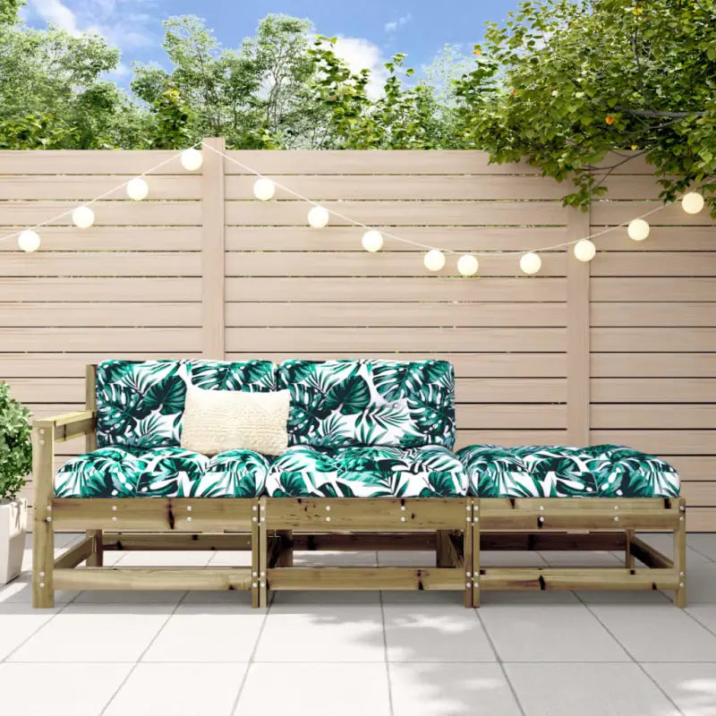 Modulaire tuinbank van massief douglashout voor terras en patio - Geïmpregneerd grenenhout / 1 / 2-zitsbank met hocker