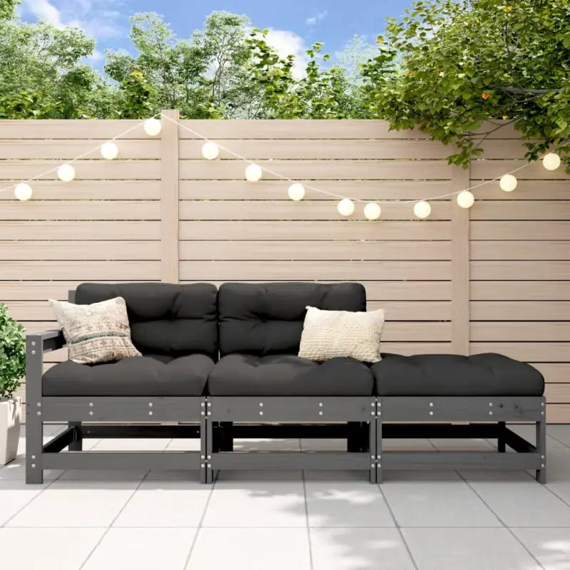 Modulaire tuinbank van massief douglashout voor terras en patio - Grijs grenenhout / 1 / 2-zitsbank met hocker
