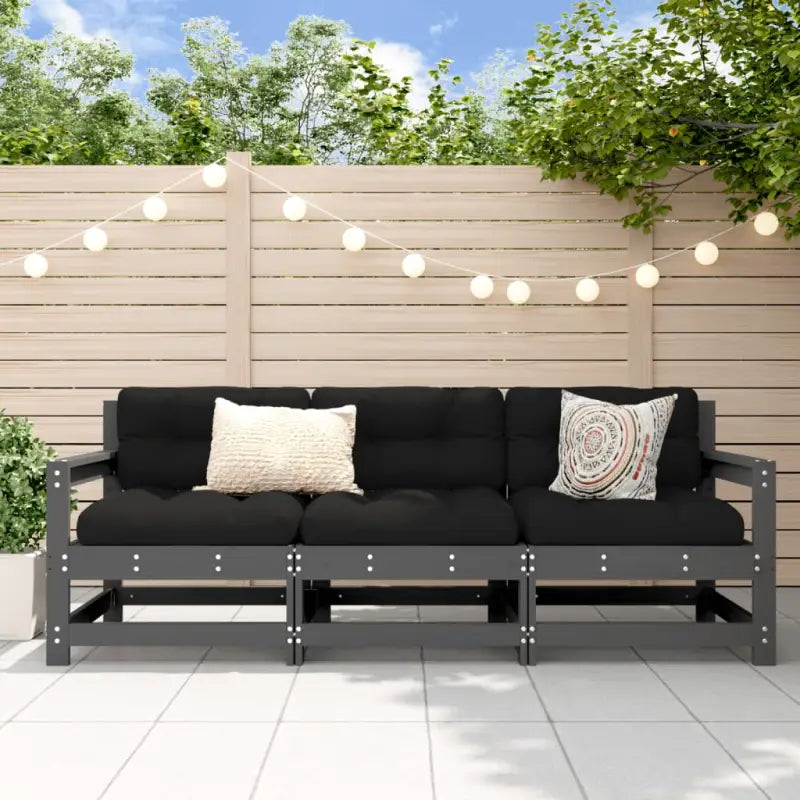 Modulaire tuinbank van massief douglashout voor terras en patio - Grijs grenenhout / 1 / 3-zitsbank - Modulaire