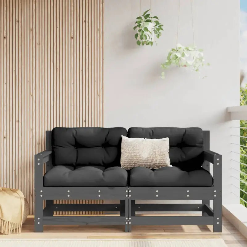 Modulaire tuinbank van massief douglashout voor terras en patio - Grijs grenenhout / 1 / loverseat with armrests