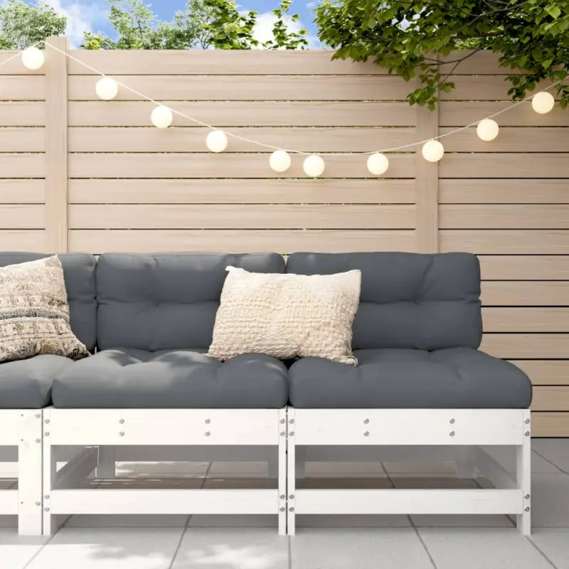 Modulaire tuinbank van massief douglashout voor terras en patio - Wit grenenhout / 1 / Loveseat zonder armleuningen