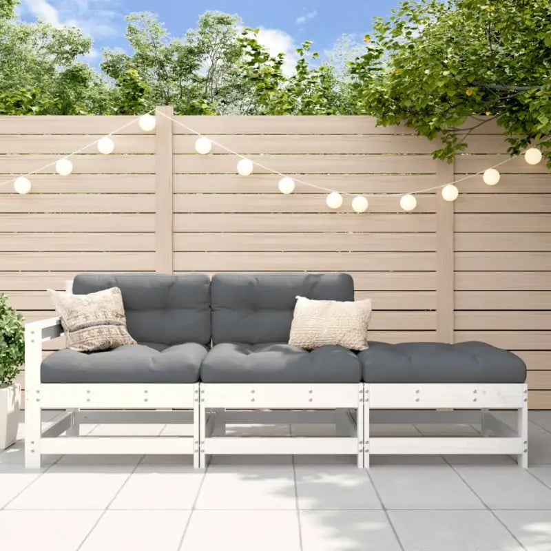 Modulaire tuinbank van massief douglashout voor terras en patio - Wit grenenhout / 1 / 2-zitsbank met hocker