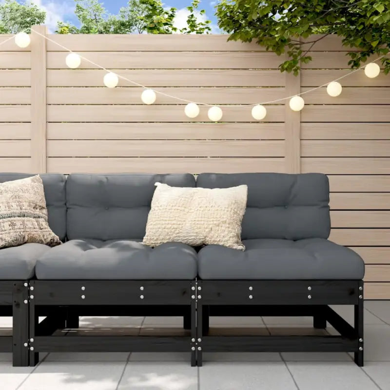 Modulaire tuinbank van massief douglashout voor terras en patio - Zwart grenenhout / 1 / Loveseat zonder armleuningen