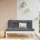 Modulaire tuinbank van massief grenenhout met comfortabele kussens - Wit grenenhout / 1 / Middenbank - Modulaire