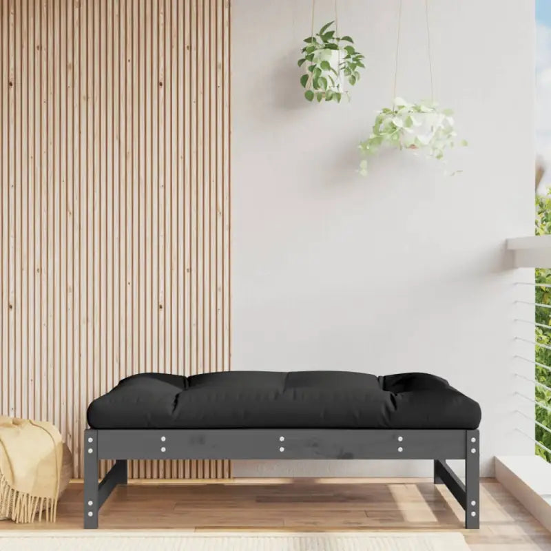 Modulaire tuinbank van massief grenenhout met comfortabele kussens - Grijs grenenhout / 1 / Voetensteun - Modulaire