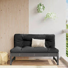 Modulaire tuinbank van massief grenenhout met comfortabele kussens - Grijs grenenhout / 1 / Middenbank - Modulaire