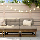 Modulaire tuinbank van massief grenenhout met zachte kussens - Honingbruin grenenhout / 1 / 2x midden - Modulaire
