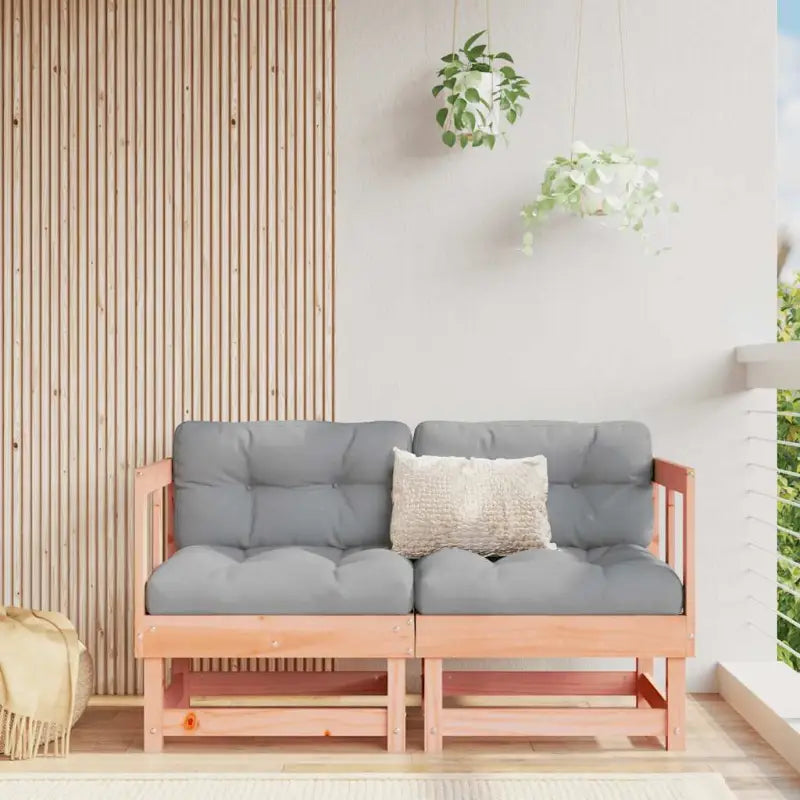 Modulaire tuinbank van massief grenenhout met zachte kussens - Natuurlijk douglashout / 1 / 2x hoek - Modulaire
