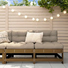 Modulaire tuinbank van massief grenenhout met zachte kussens - Honingbruin grenenhout / 1 / 2x midden - Modulaire