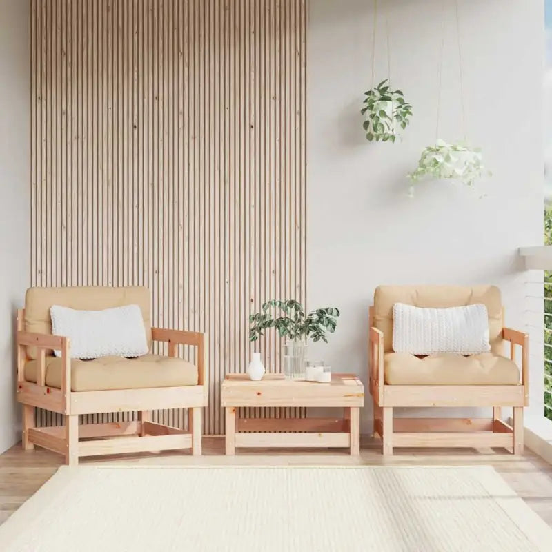 Modulaire tuinbank van massief grenenhout met zachte kussens - Natuurlijk grenenhout / 1 / Stoel - Modulaire tuinbanken