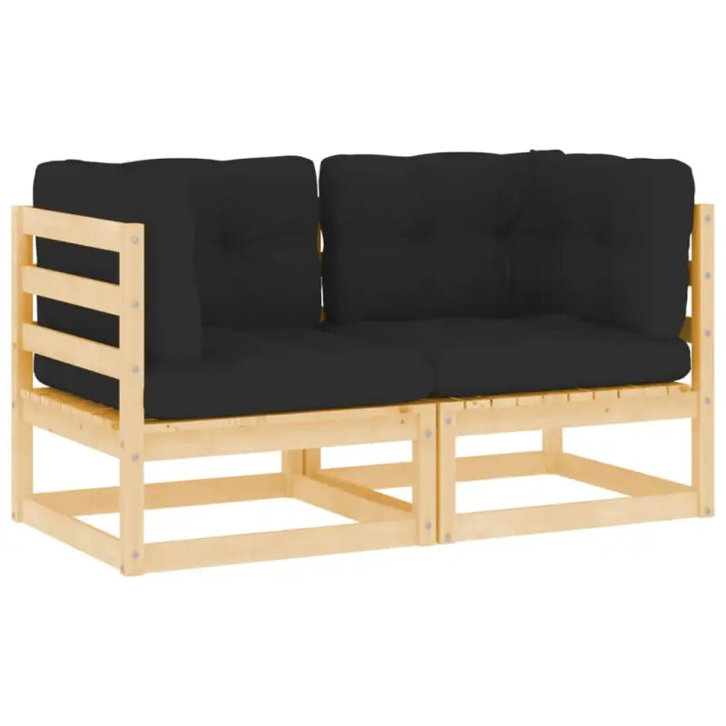 Modulaire tuinbank van massief grenenhout voor ontspanning en gezelligheid - Bruin en zwart / 1 / Tweezitsbank
