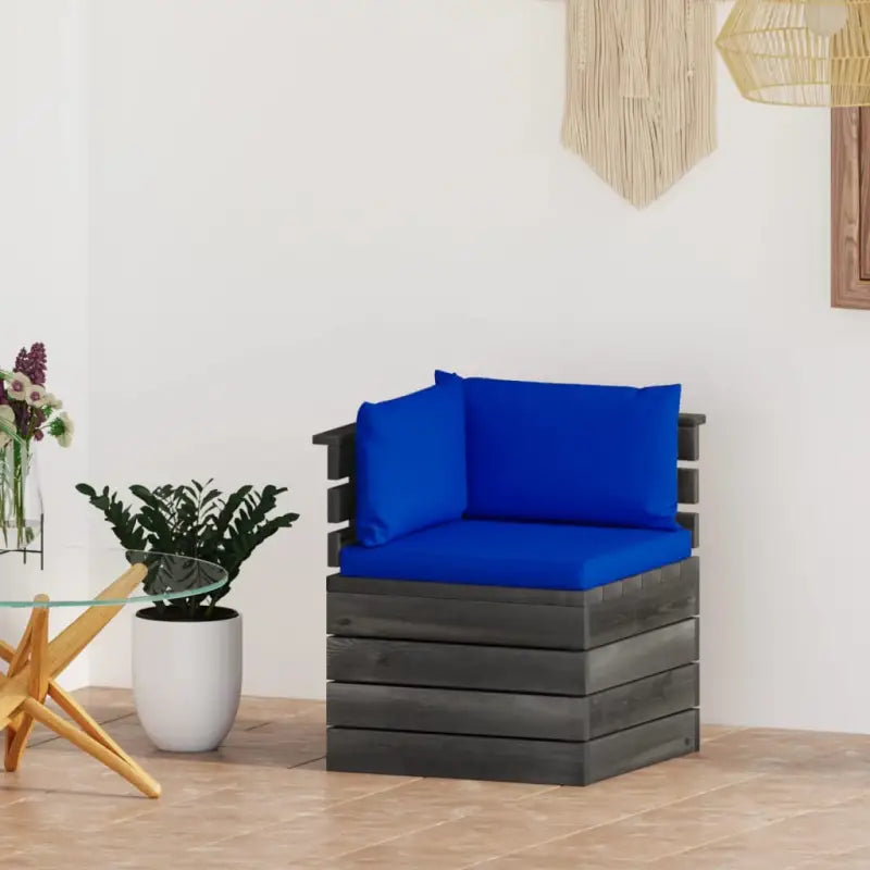 Modulaire tuinbank van massief grenenhout voor ontspanning en gezelligheid - Blauw / 1 / Hoekbank - Modulaire tuinbanken