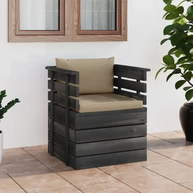Modulaire tuinbank van massief grenenhout voor ontspanning en gezelligheid - Beige / 1 / Fauteuil - Modulaire tuinbanken