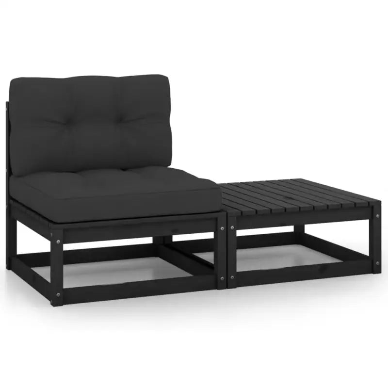 Modulaire tuinbank van massief grenenhout voor ontspanning en gezelligheid - Zwart / 1 / Middenbank met middenkussen