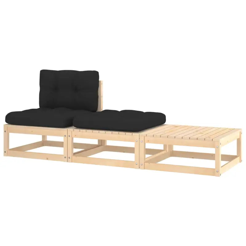 Modulaire tuinbank van massief grenenhout voor ontspanning en gezelligheid - Bruin en zwart / 1 / Midden + 2x