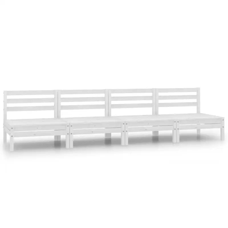 Modulaire tuinbank van massief grenenhout voor ontspanning en gezelligheid - Wit / 1 / Middenbank (4 st) - Modulaire