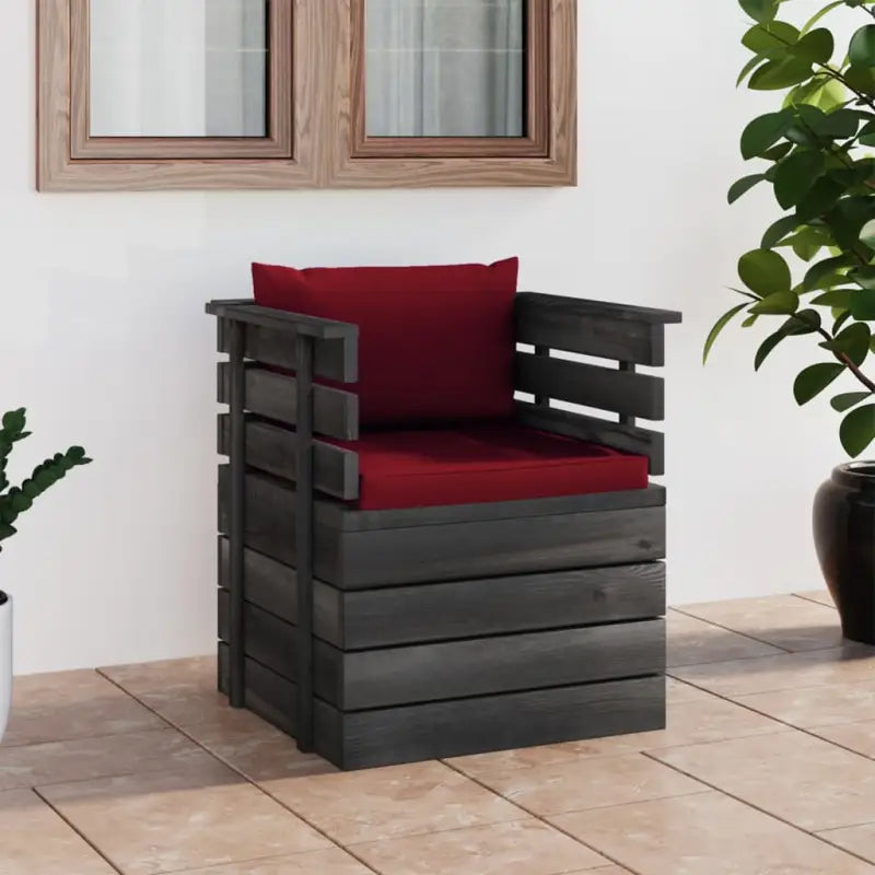 Modulaire tuinbank van massief grenenhout voor ontspanning en gezelligheid - Wijnrood / 1 / Fauteuil - Modulaire