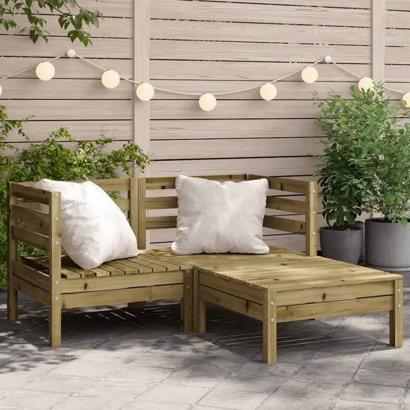 Modulaire tuinbank van massief grenenhout voor ontspanning en gezelligheid - Naturel geïmpregneerd / 1 / 2x corner