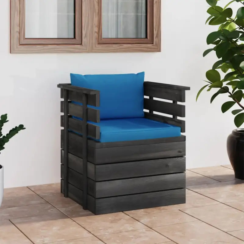 Modulaire tuinbank van massief grenenhout voor ontspanning en gezelligheid - lichtblauw / 1 / Fauteuil - Modulaire