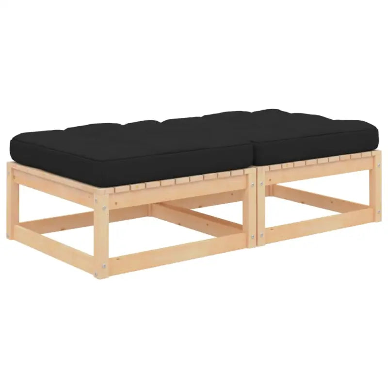 Modulaire tuinbank van massief grenenhout voor ontspanning en gezelligheid - Bruin en zwart / 1 / voetensteun (2 st)