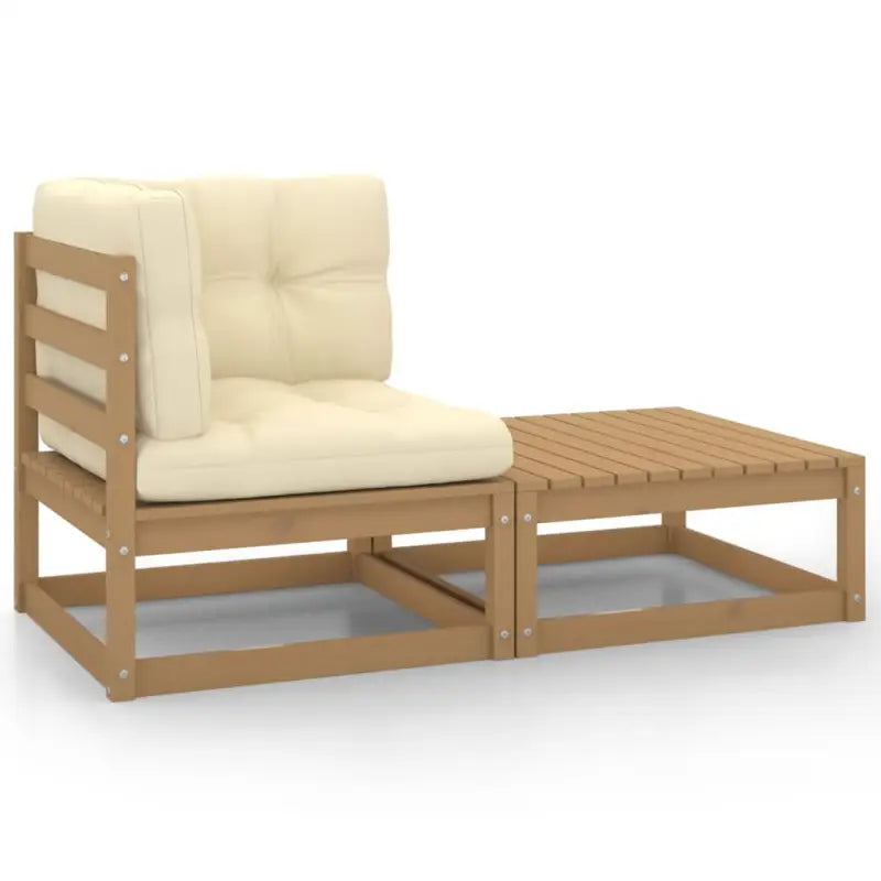 Modulaire tuinbank van massief grenenhout voor ontspanning en gezelligheid - Honingbruin / 1 / Hoek + voetenbank