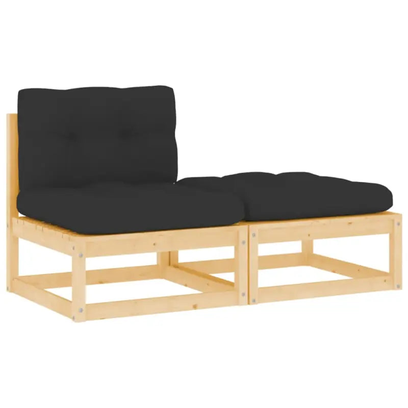 Modulaire tuinbank van massief grenenhout voor ontspanning en gezelligheid - Bruin en zwart / 1 / midden + voetensteun