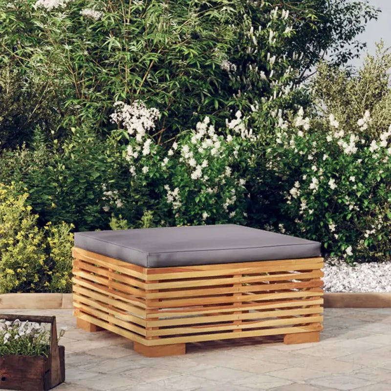 Modulaire tuinbank van massief teakhout fijn geschuurd met zachte kussens - Donkergrijs / 1 / Voetensteun - Modulaire